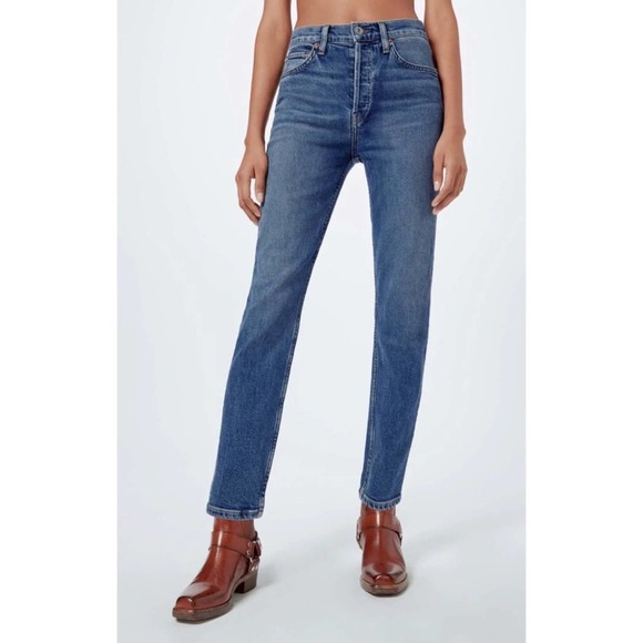 RE/DONE Comfort Stretch High Rise Ankle Crop Jeans sz 25